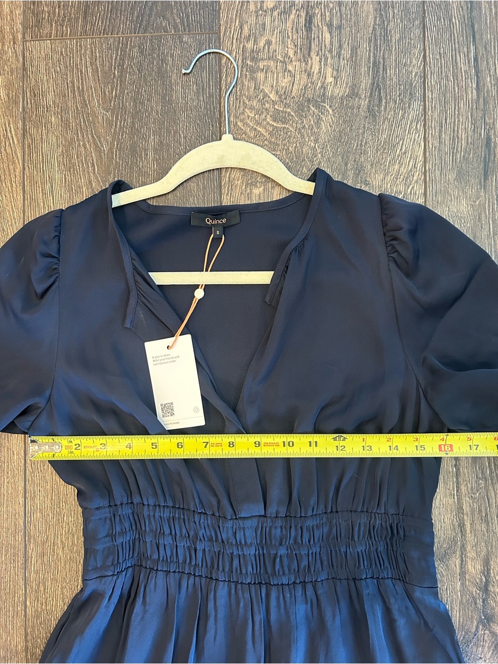 Quince Navy Silk Tiered Maxi Dress Small NWT - Picture 6 of 7